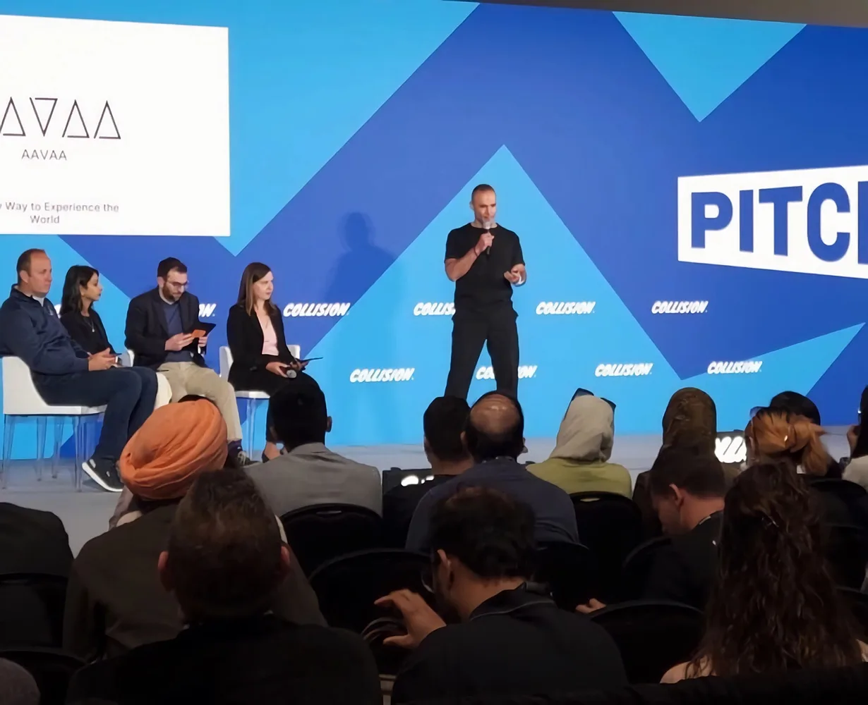 Naeem Komeilipoor presenting AAVAA at Collision